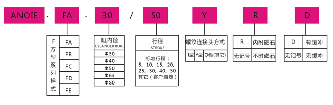 Description to Anole force square hydraulic cylinder F Series